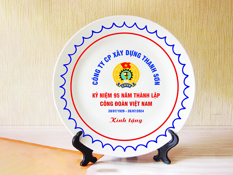 Đĩa cảnh in logo công đoàn