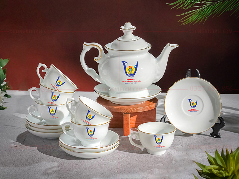 Bộ ấm chén in logo làm quà tặng công đoàn