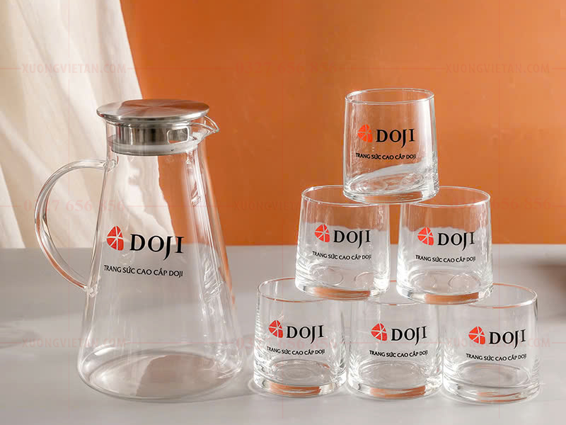 Bộ cốc thủy tinh in logo Doji