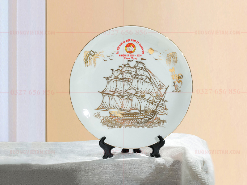 Đĩa cảnh in logo đại hội mặt trận tổ quốc