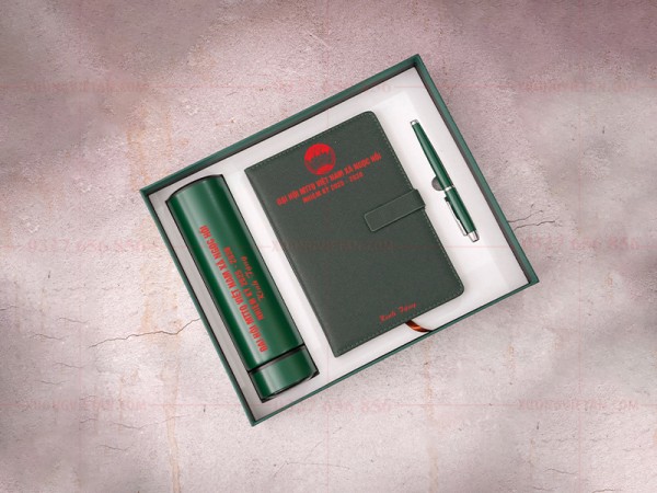 Bộ giftset sổ da in logo mặt trận tổ quốc