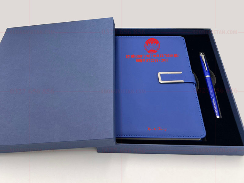 Bộ giftset sổ da in logo mặt trận tổ quốc