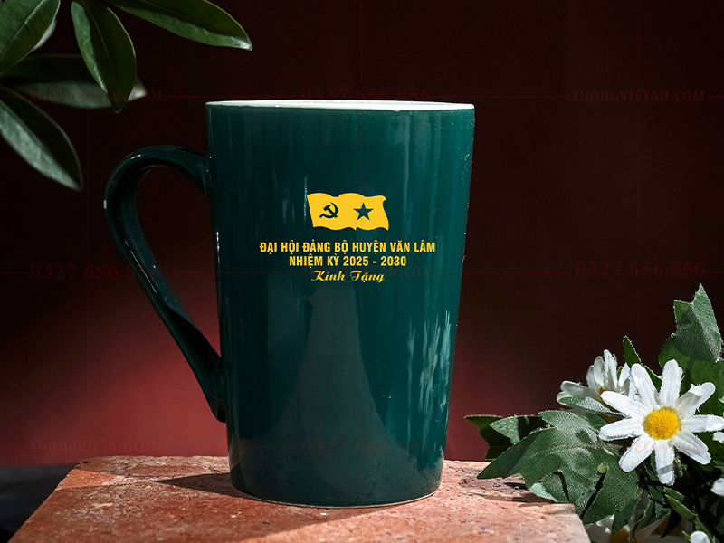 Cốc sứ bát Tràng in logo đại hội đảng