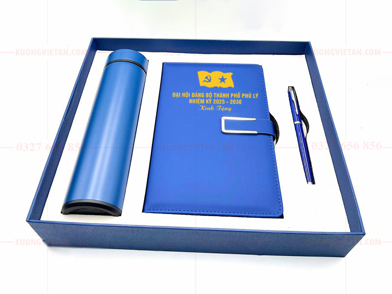 Bộ giftset sổ da in logo đại hội đảng