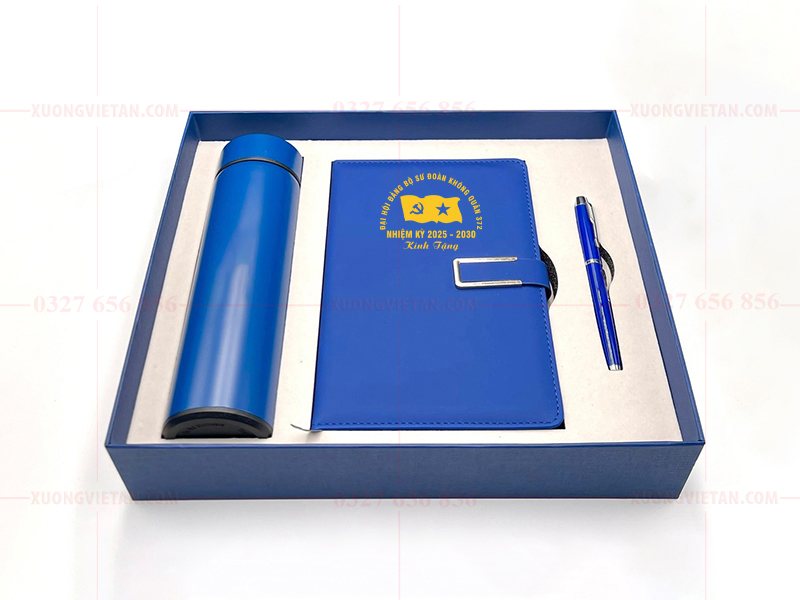 Bộ giftset sổ da in logo đại hội đảng