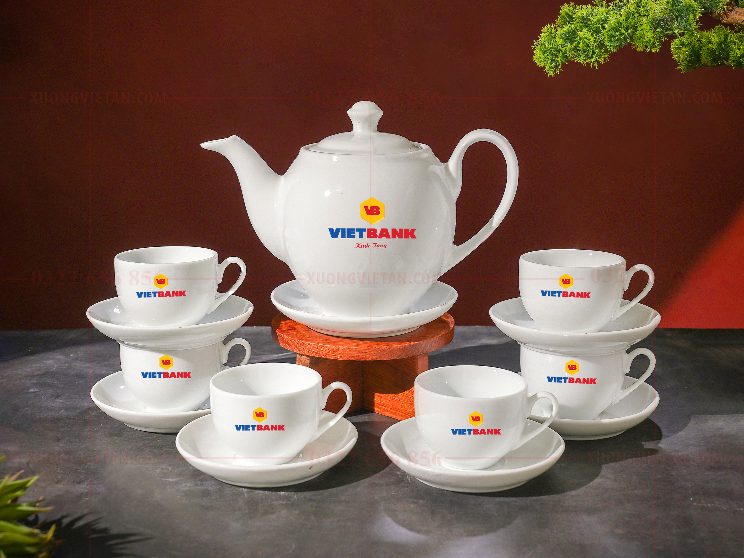 Bộ ấm chén in logo 