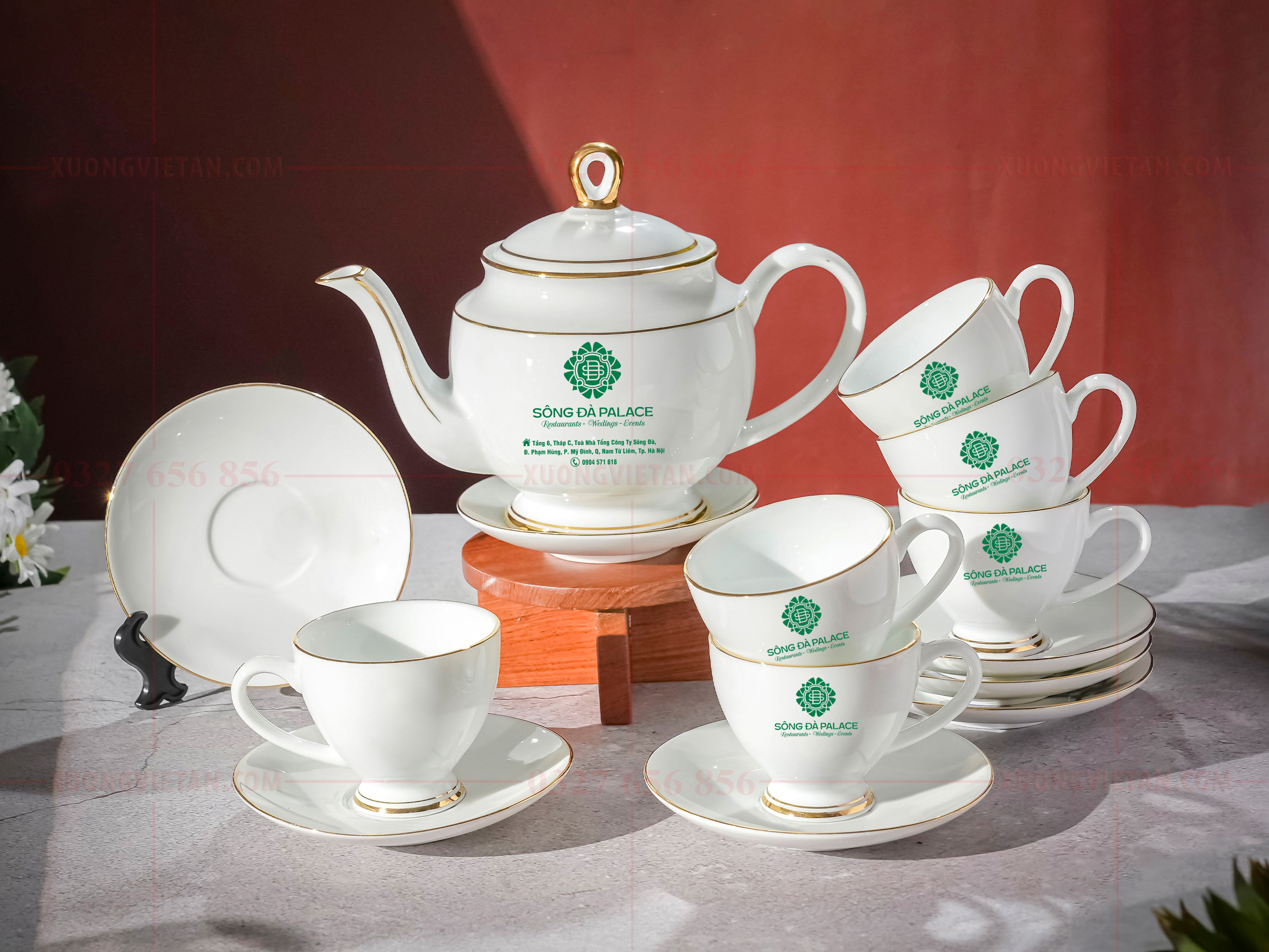 Bộ ấm chén in logo 