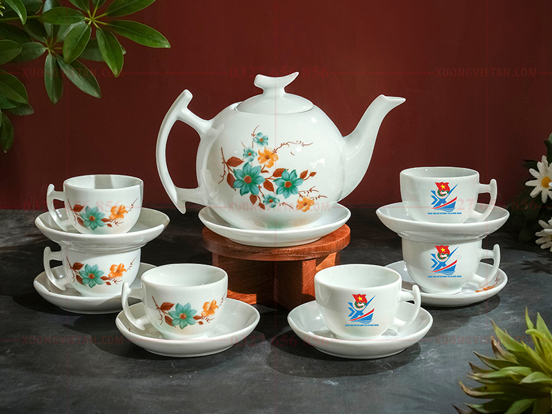 Bộ ấm chén in logo làm quà tặng công đoàn
