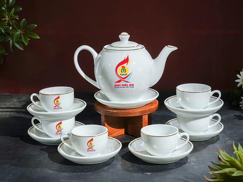 Bộ ấm chén in logo làm quà tặng công đoàn