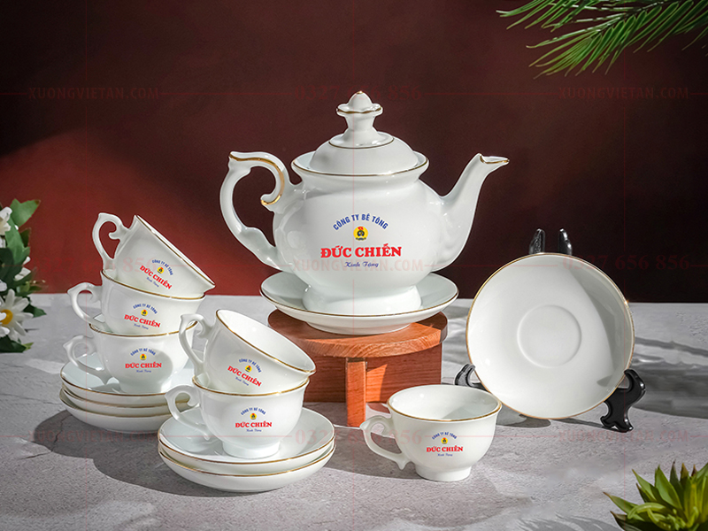Bộ ấm chén in logo làm quà tặng công đoàn