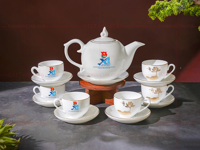 Bộ ấm chén in logo làm quà tặng công đoàn