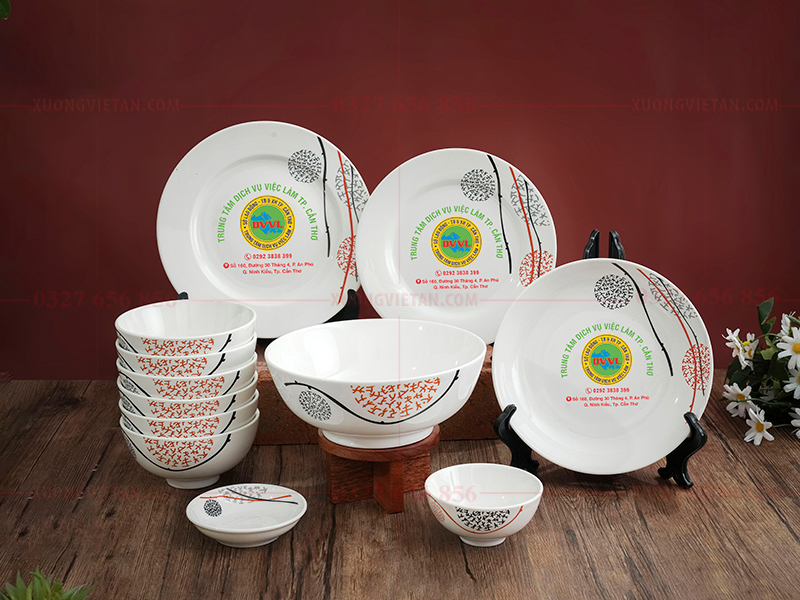 Bộ bát đĩa in logo công đoàn
