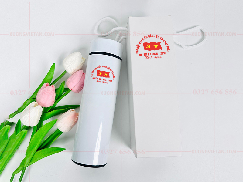 Bình giữ nhiệt in logo đại hội đảng