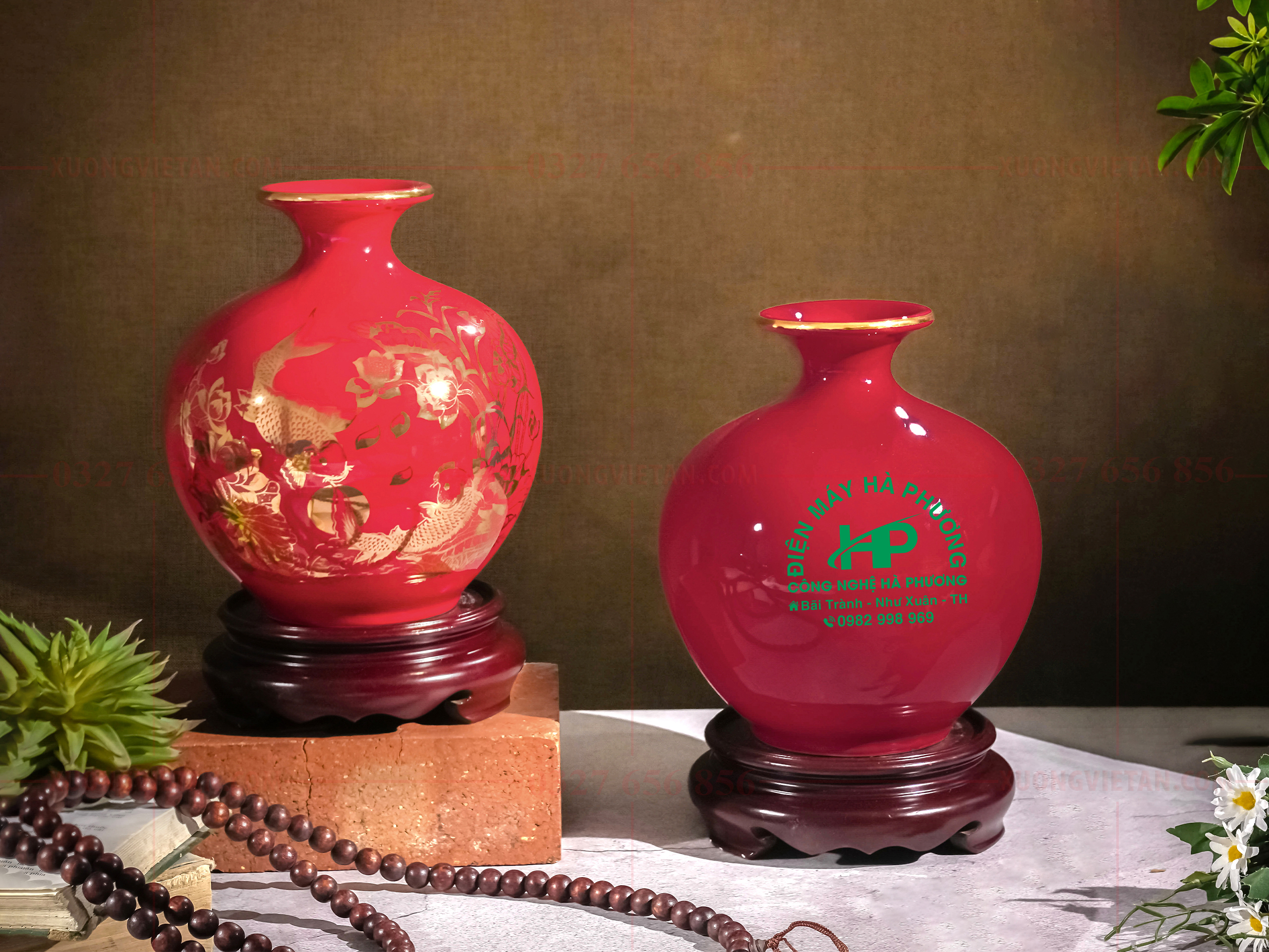 Bình hút tài lộc vẽ tay in logo