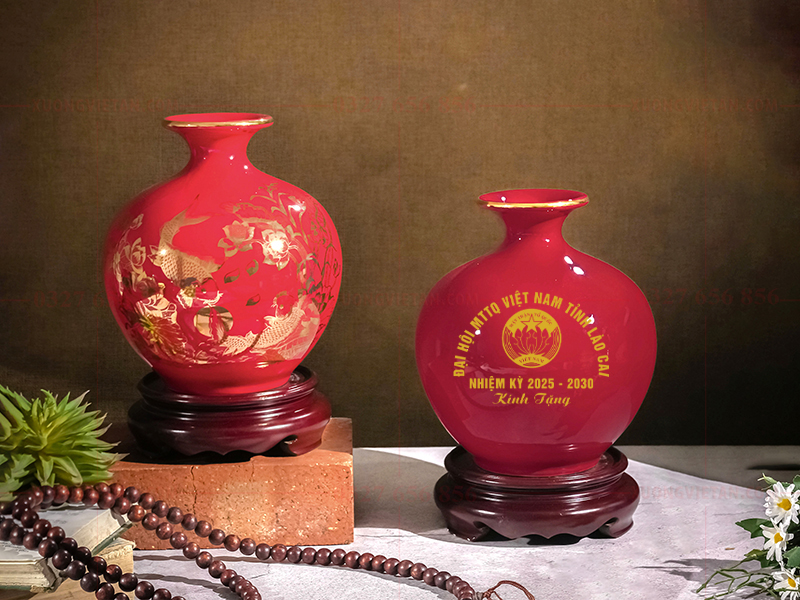 Bình hút lộc in logo đại hội mặt trận tổ quốc