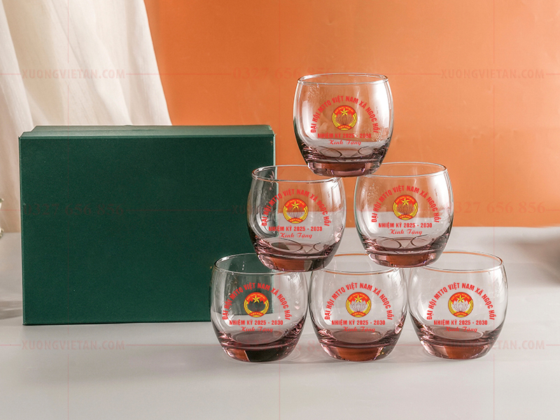 Bộ cốc thủy tinh in logo mặt trận tổ quốc