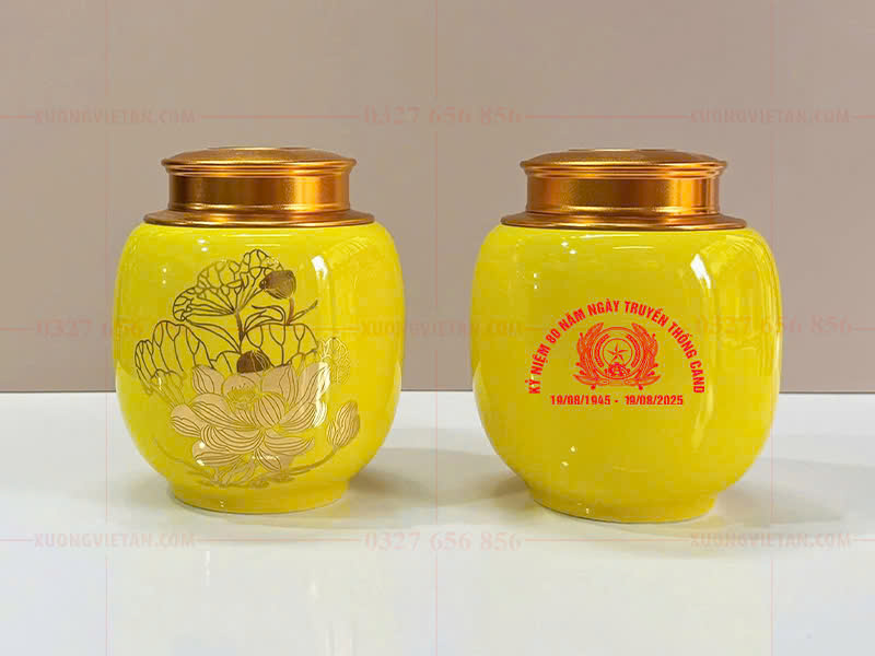 Hũ trà in logo kỷ niệm 80 năm ngày truyền thống CAND