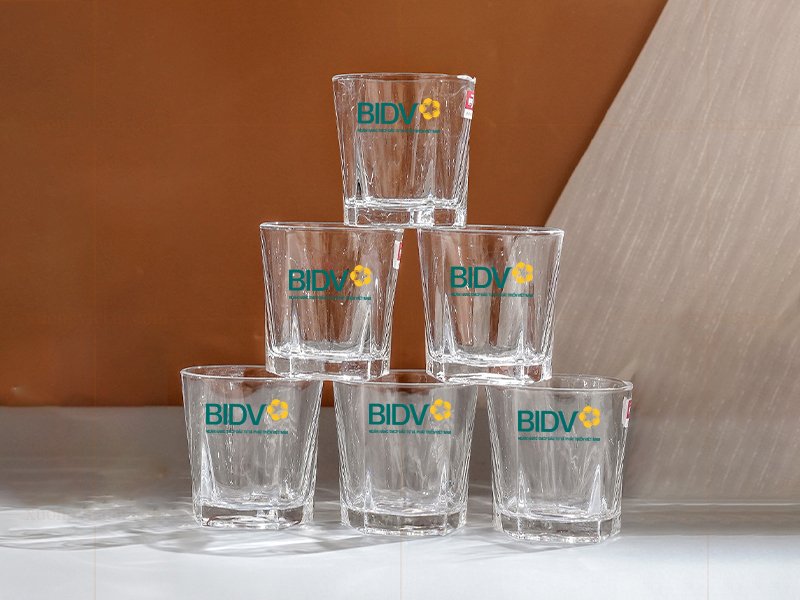 Bộ cốc thủy tinh thiết kế logo theo yêu cầu 